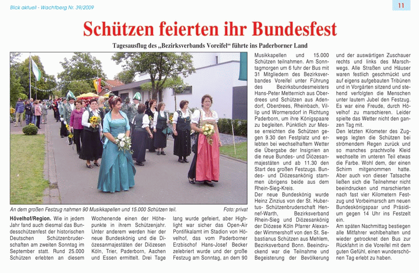 Artikel Blick Aktuell Wachtberg 24.09.09