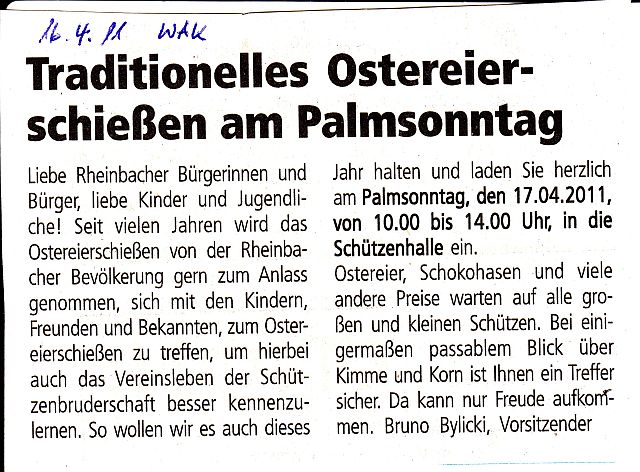 Artikel Wir am Kottenforst 16.04.11