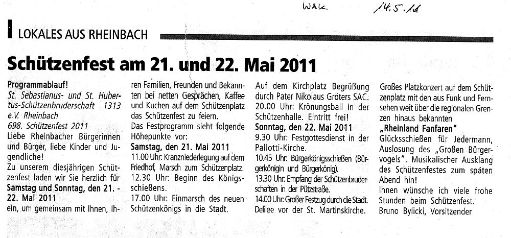Artikel Wir am Kottenforst 14.05.11